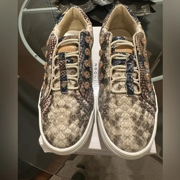 KURT GEIGER LONDON Snake-Embossed Platform Sneakers - Picture 1 of 5